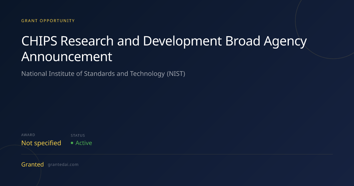 CHIPS Research and Development Broad Agency Announcement (2026 ...
