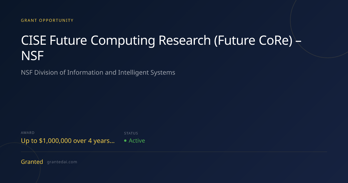 CISE Future Computing Research (Future CoRe) – NSF (2026) | Granted AI