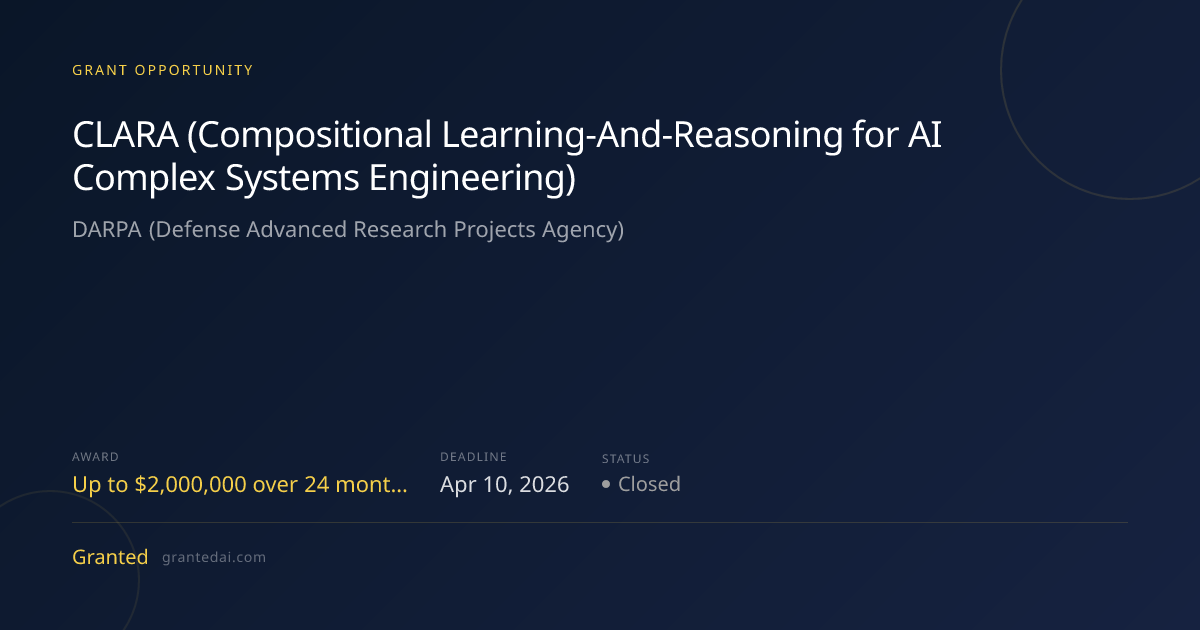 CLARA (Compositional Learning-And-Reasoning for AI Complex Systems ...