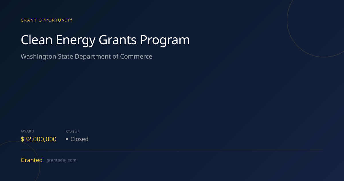 Clean Energy Grants Program (2026) | Granted AI