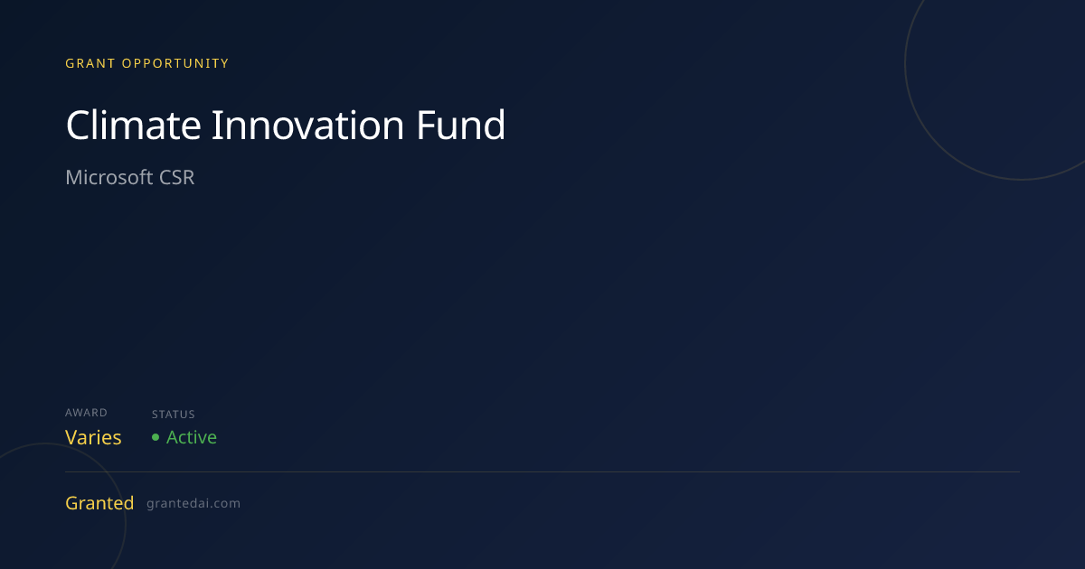 Climate Innovation Fund (2026) | Granted AI