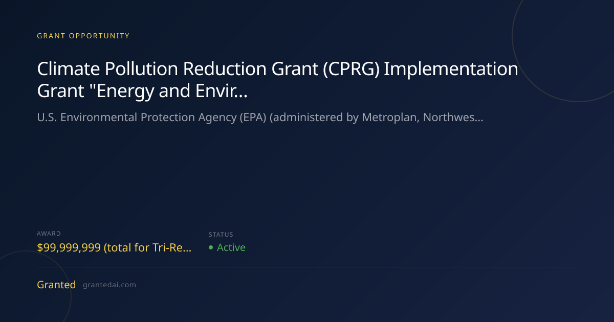 Climate Pollution Reduction Grant (CPRG) Implementation Grant 