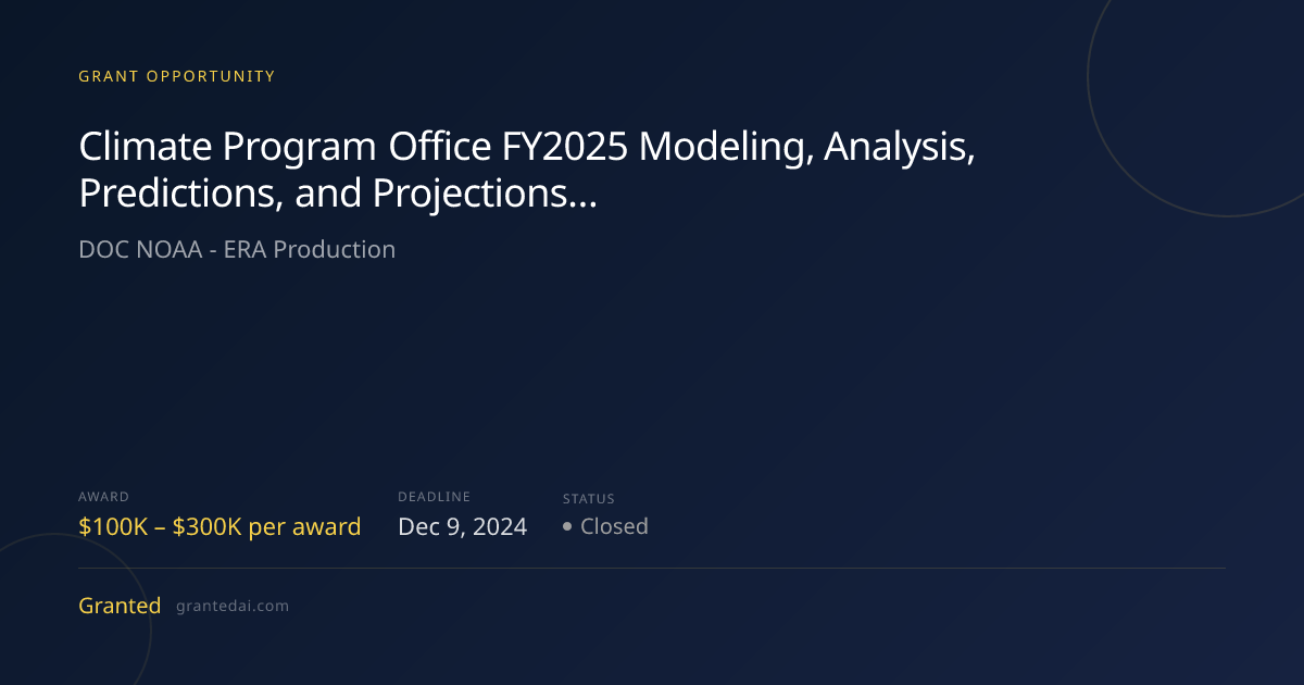 Climate Program Office FY2025 Modeling, Analysis, Predictions, and ...