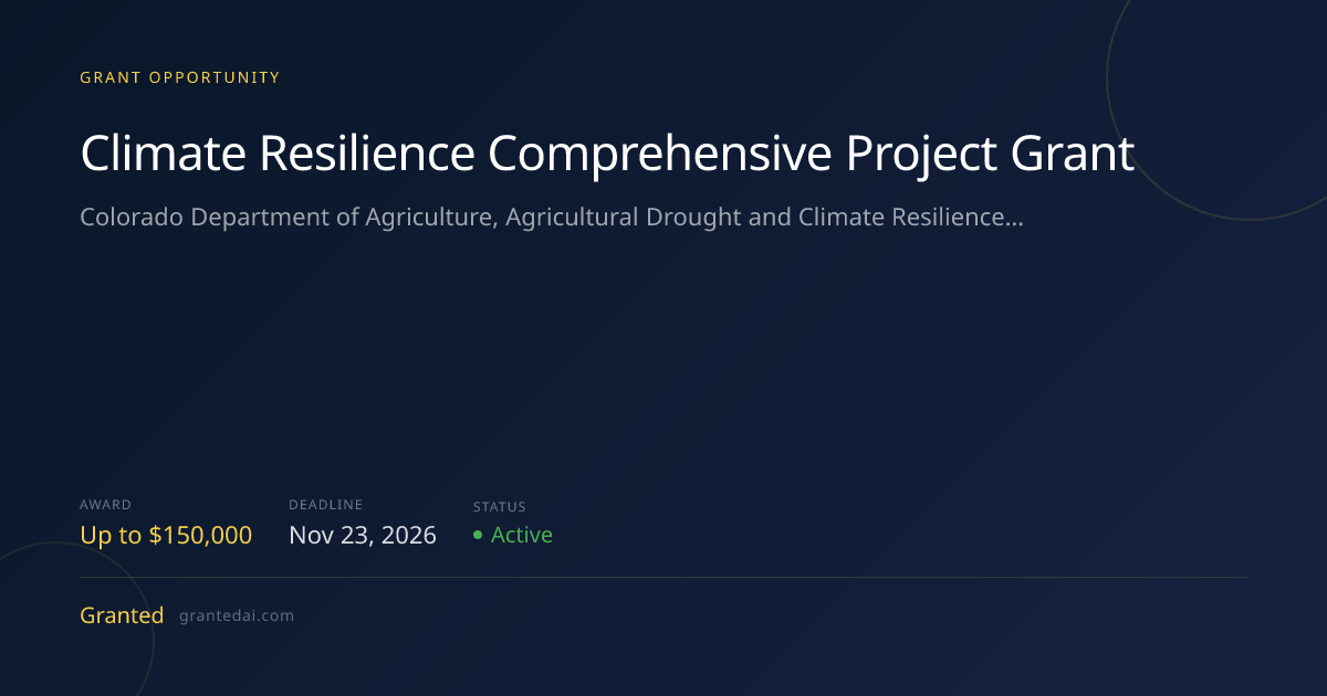 Climate Resilience Comprehensive Project Grant (2026) | Granted AI