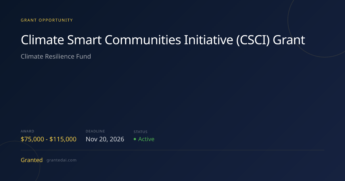 Climate Smart Communities Initiative (CSCI) Grant (2026) | Granted AI