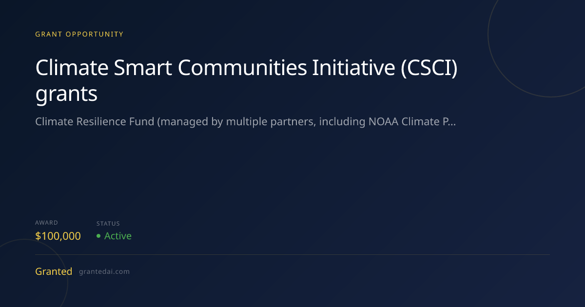 Climate Smart Communities Initiative (CSCI) grants (2026) | Granted AI