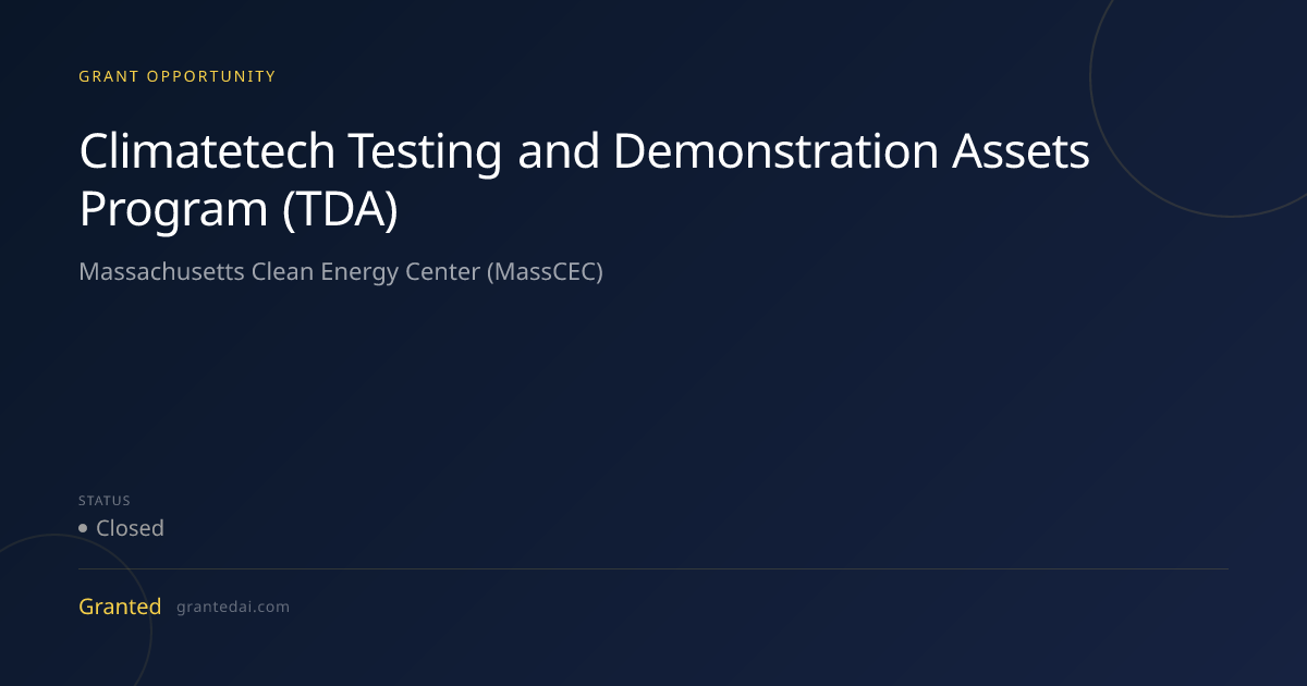 Climatetech Testing and Demonstration Assets Program (TDA) (2025 ...