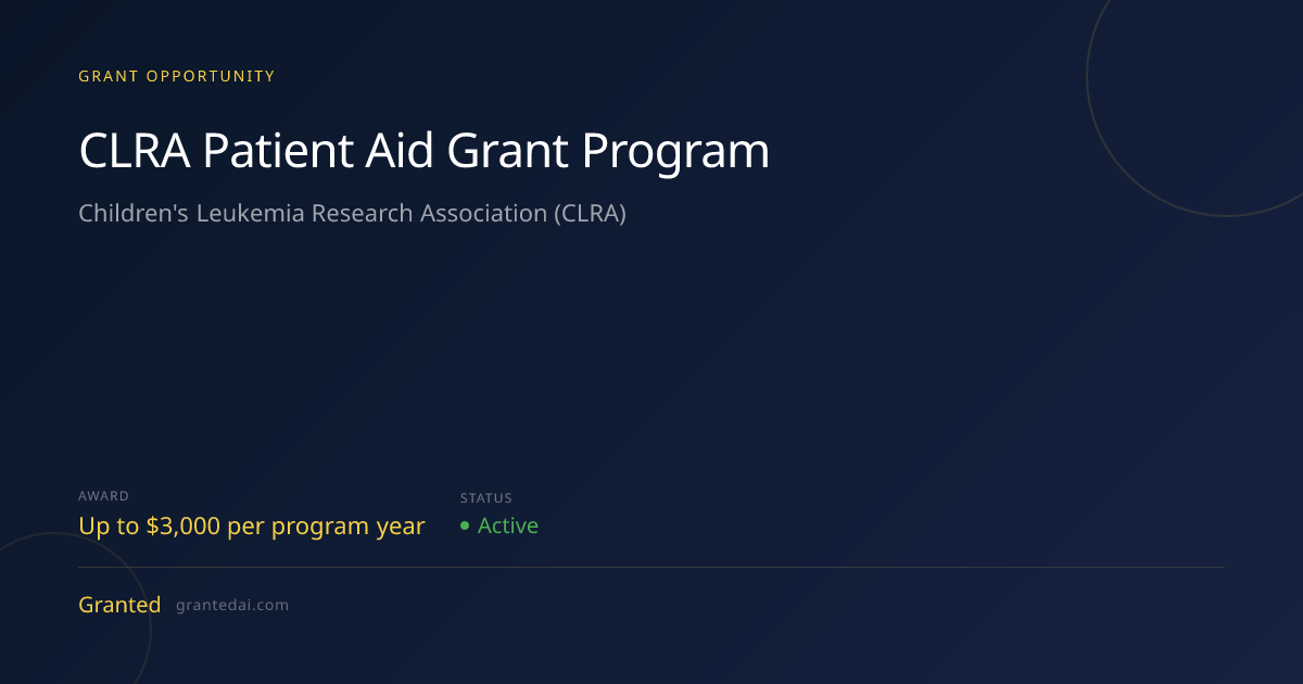 CLRA Patient Aid Grant Program (2026) | Granted AI
