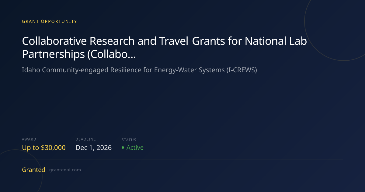 Collaborative Research and Travel Grants for National Lab Partnerships ...
