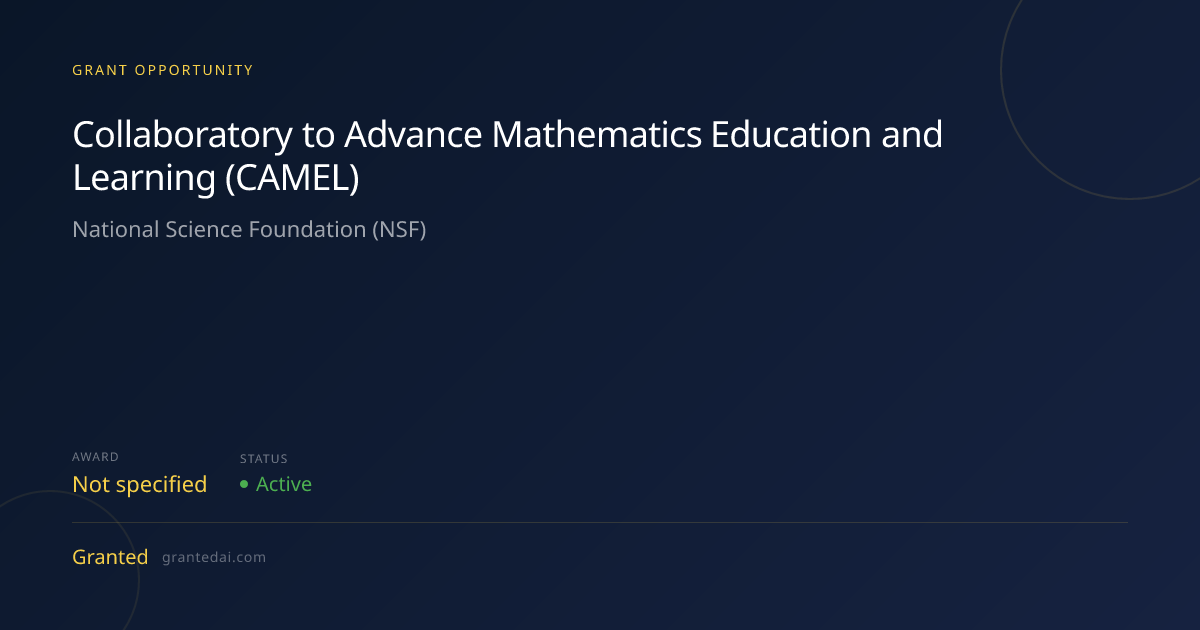 Collaboratory to Advance Mathematics Education and Learning (CAMEL ...
