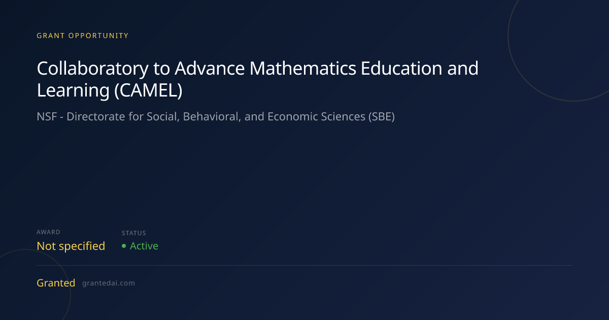 Collaboratory to Advance Mathematics Education and Learning (CAMEL ...