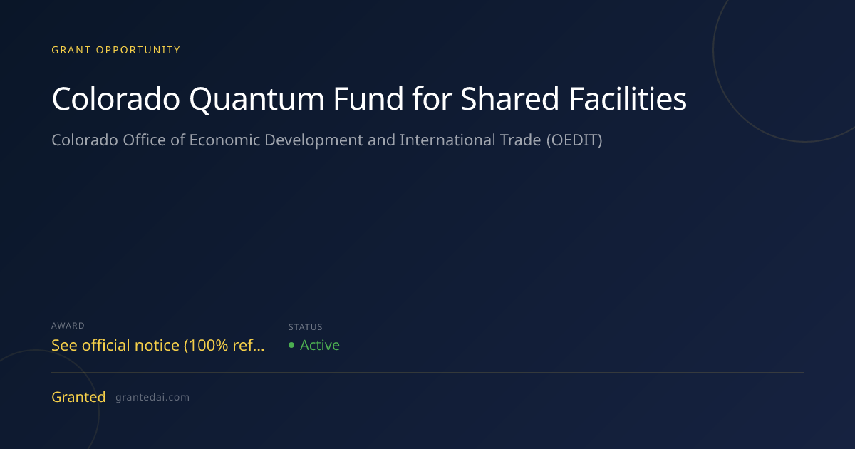 Colorado Quantum Fund for Shared Facilities (2026) | Granted AI