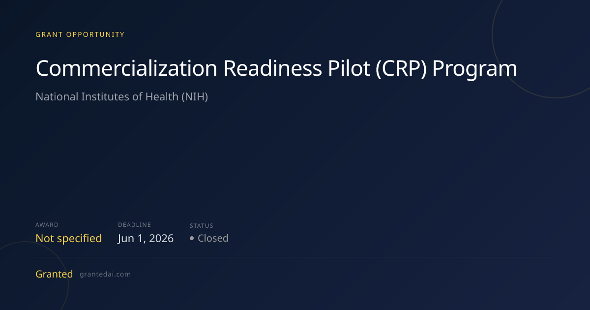 Commercialization Readiness Pilot (CRP) Program (2026) | Granted AI