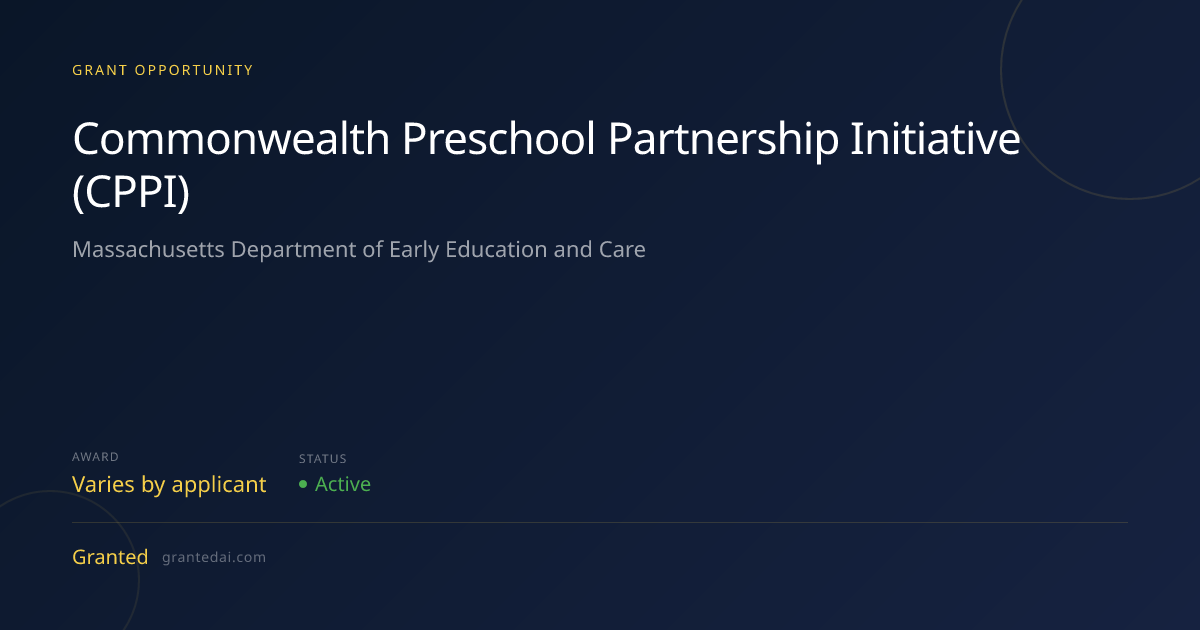 Commonwealth Preschool Partnership Initiative (CPPI) (2026) | Granted AI