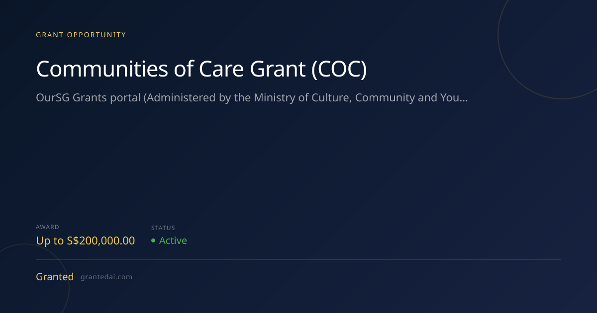 Communities of Care Grant (COC) (2026) | Granted AI