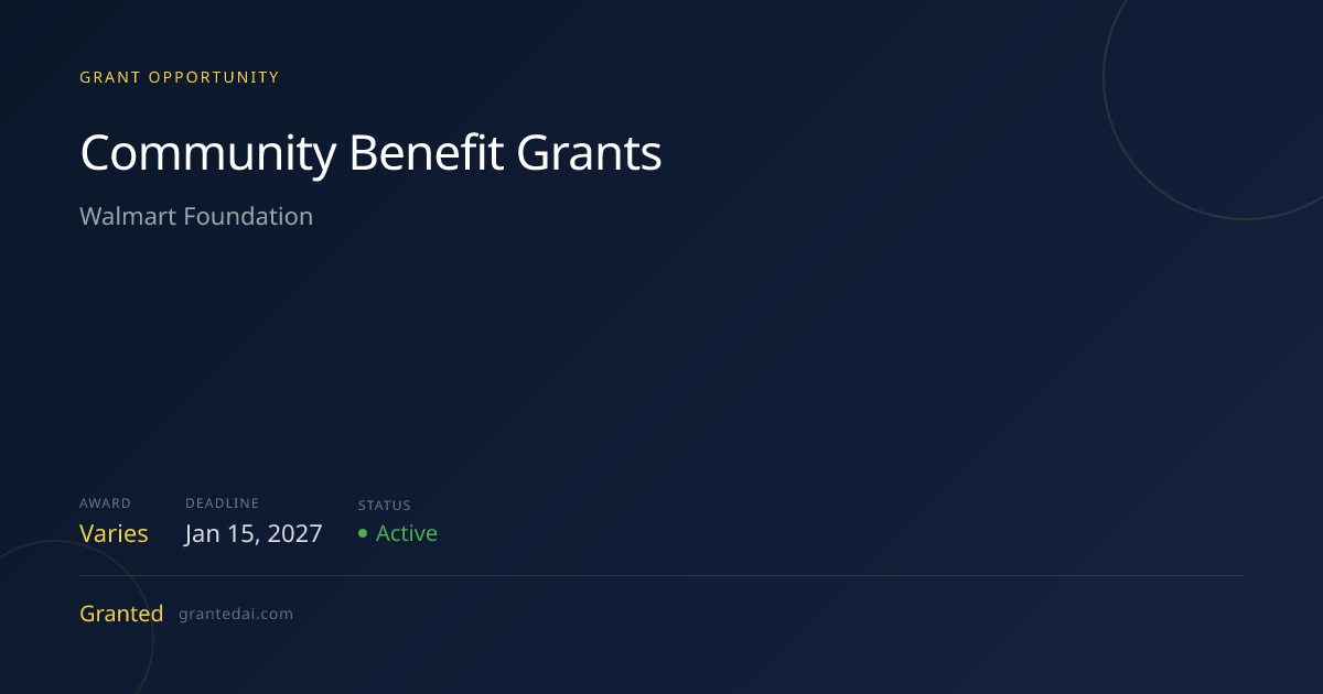 Community Benefit Grants (2027) | Granted AI