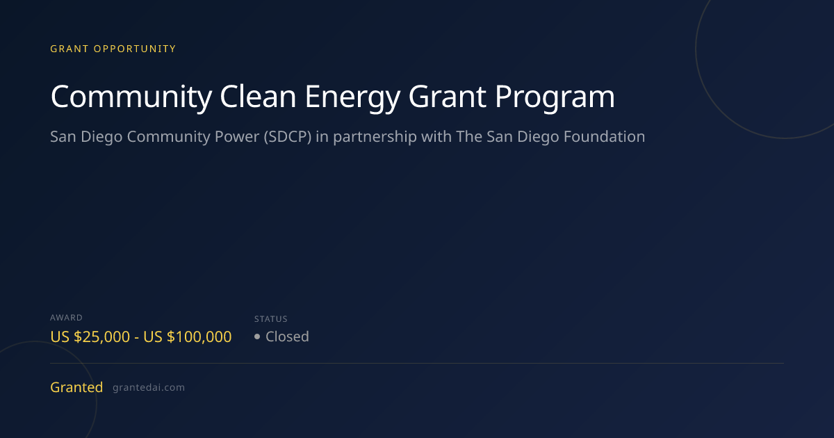 Community Clean Energy Grant Program (2026) | Granted AI