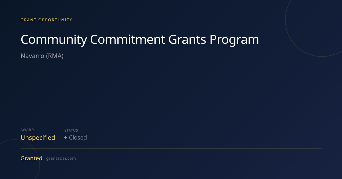 Community Commitment Grants Program (2026) | Granted AI