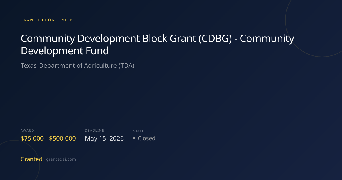 Community Development Block Grant (CDBG) - Community Development Fund ...
