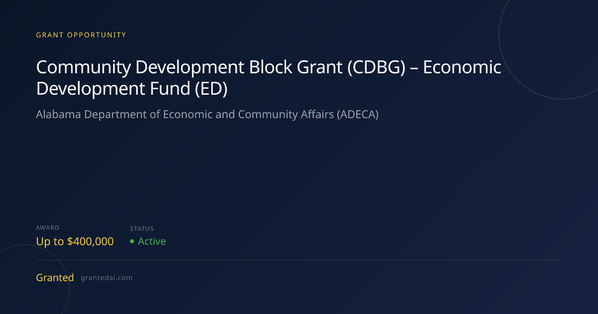 Community Development Block Grant (CDBG) - Economic Development Fund ...