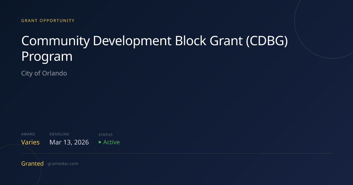Community Development Block Grant (CDBG) Program (2026) | Granted AI
