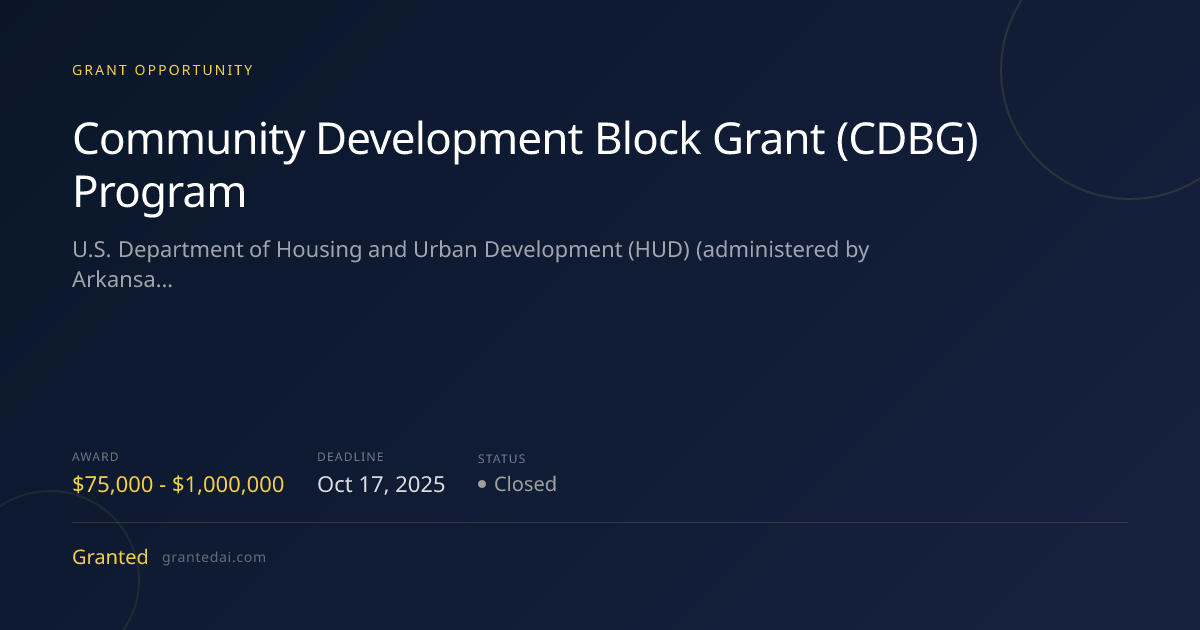 Community Development Block Grant (CDBG) Program (2025) | Granted AI