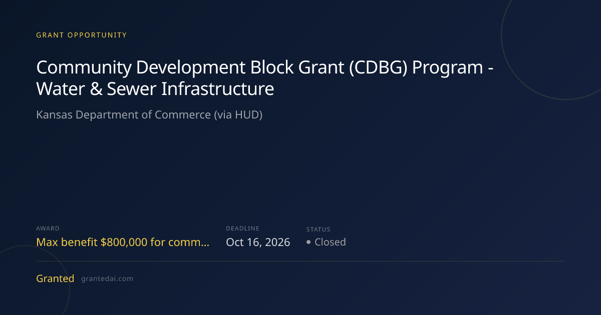 Community Development Block Grant (CDBG) Program - Water & Sewer ...