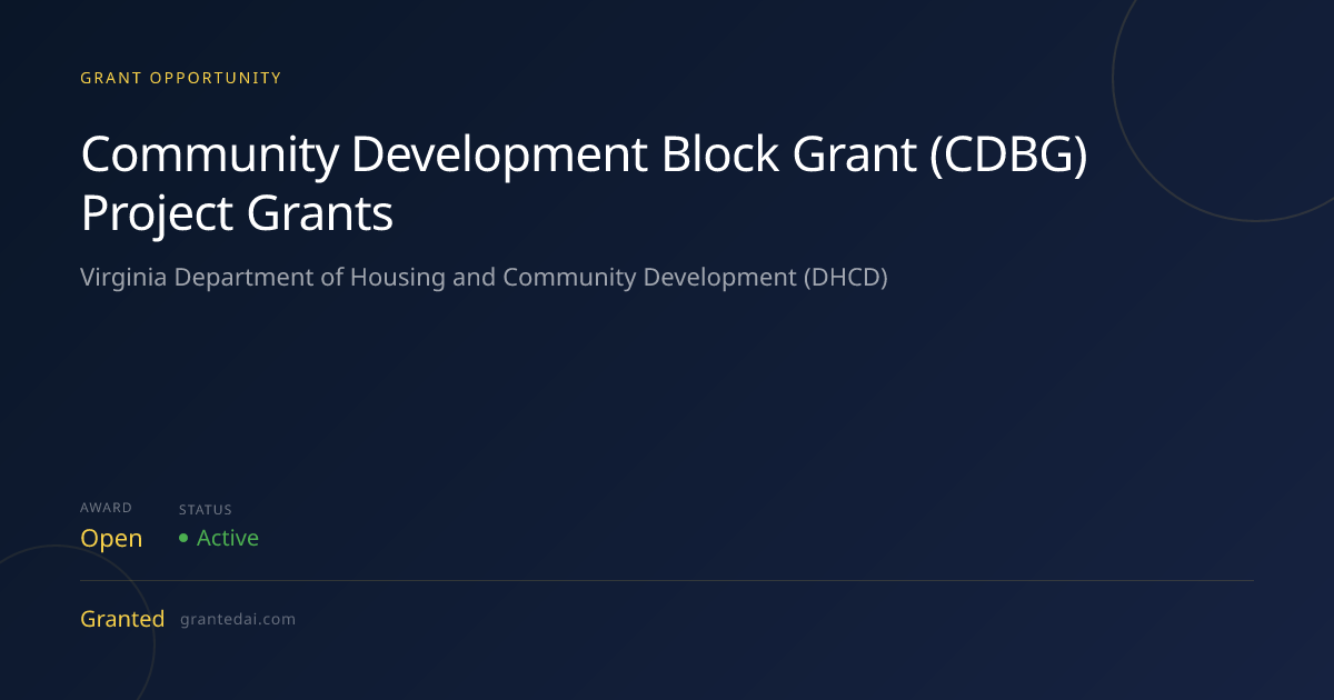 Community Development Block Grant (CDBG) Project Grants (2026) | Granted AI