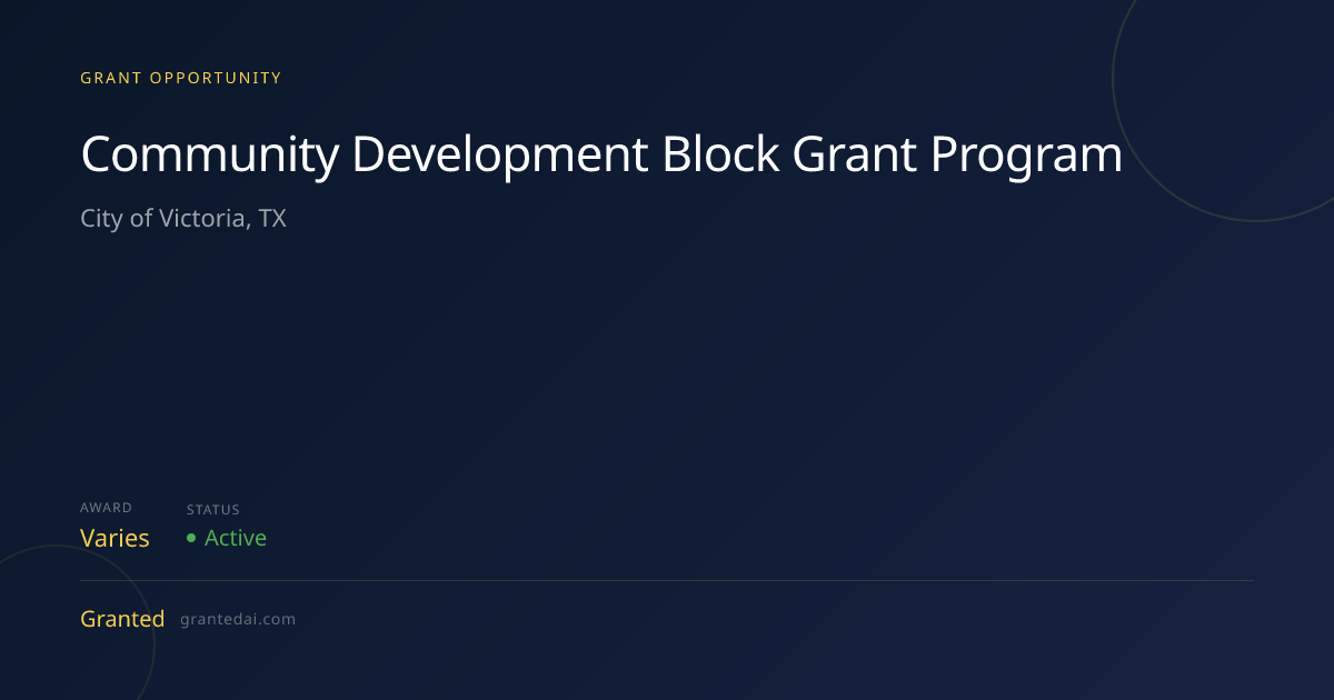 Community Development Block Grant Program (2026) | Granted AI