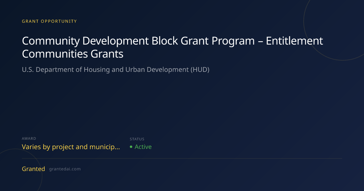 Community Development Block Grant Program – Entitlement Communities ...
