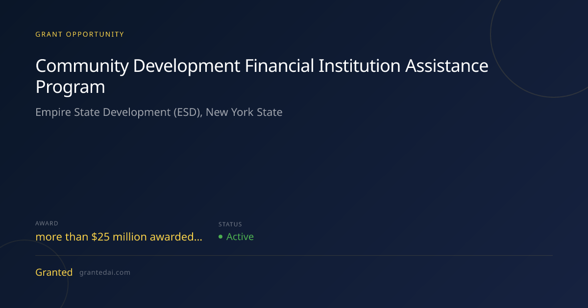 Community Development Financial Institution Assistance Program (2026 ...