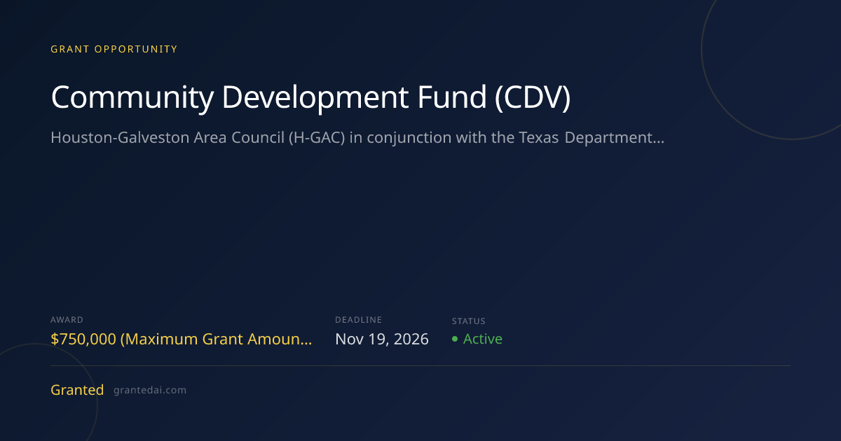 Community Development Fund (CDV) (2026) | Granted AI