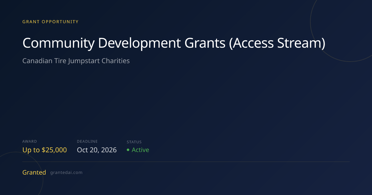 Community Development Grants (Access Stream) (2026) | Granted AI