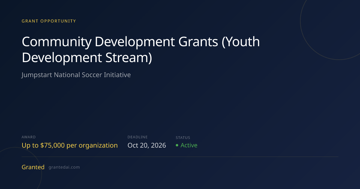 Community Development Grants (Youth Development Stream) (2026) | Granted AI