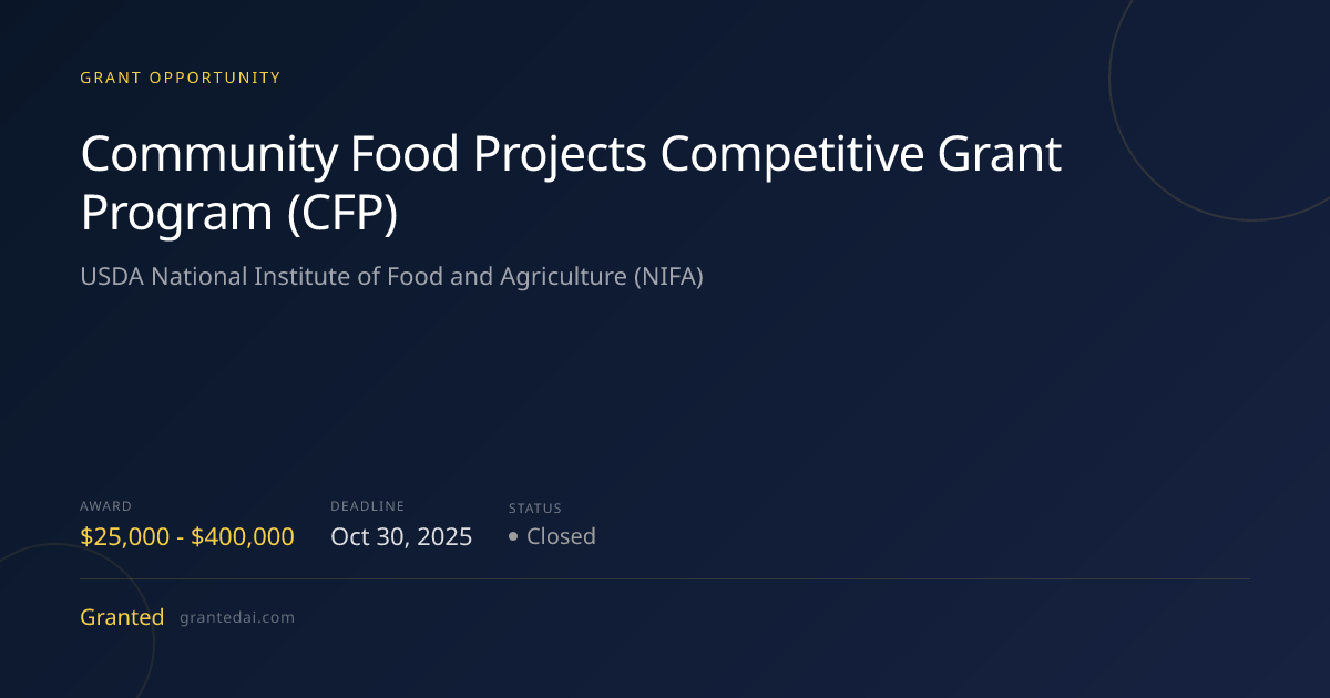 Community Food Projects Competitive Grant Program (CFP) (2025) | Granted AI