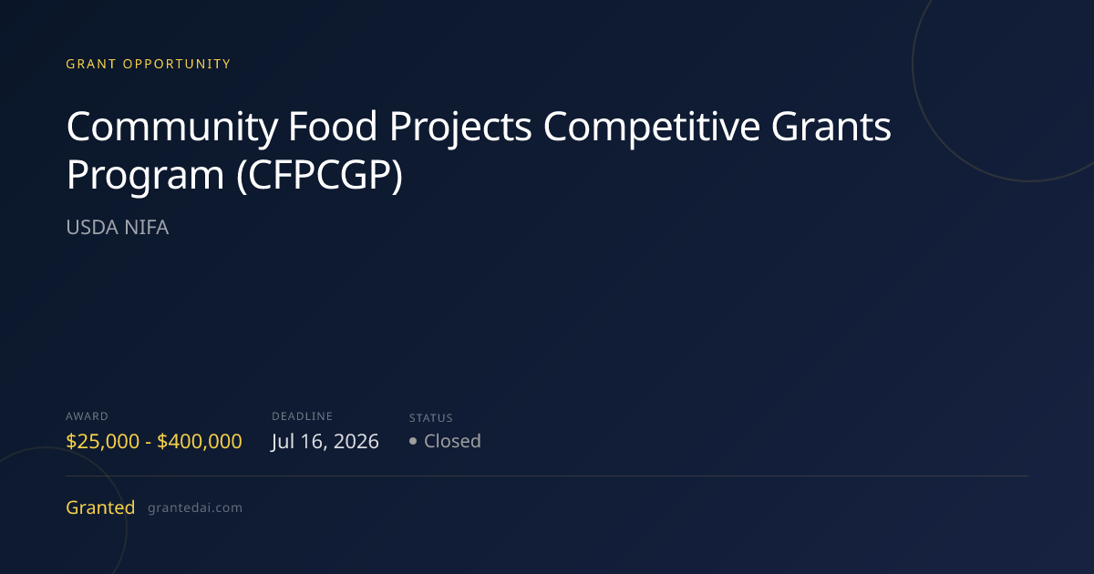 Community Food Projects Competitive Grants Program (CFPCGP) (2026 ...