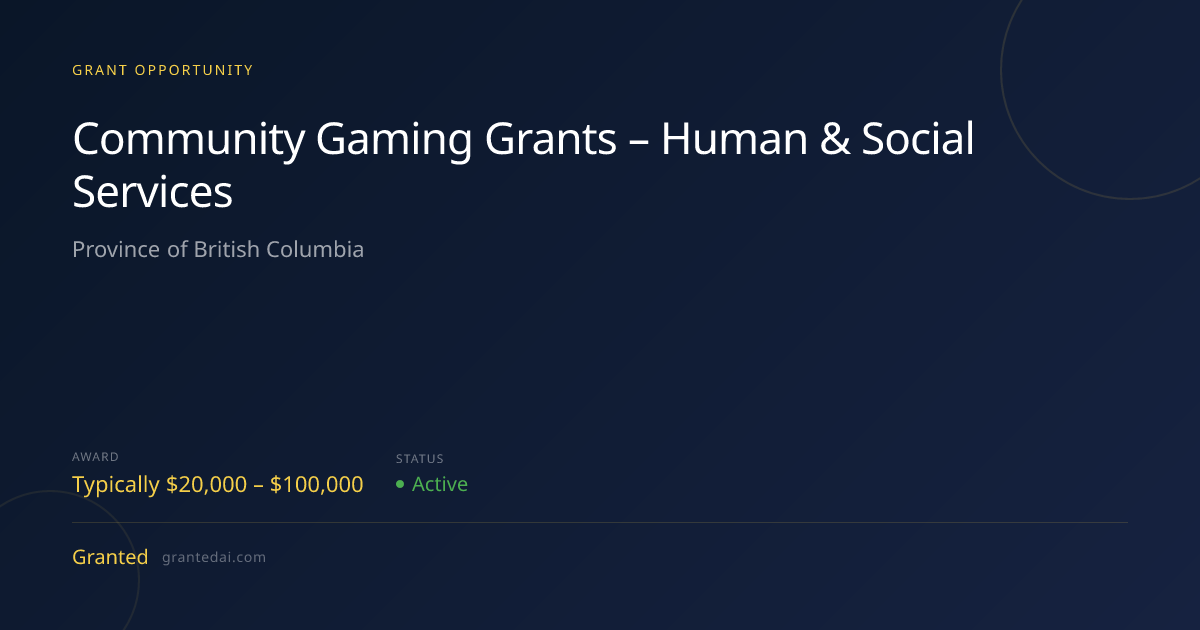 Community Gaming Grants – Human & Social Services (2026) | Granted AI