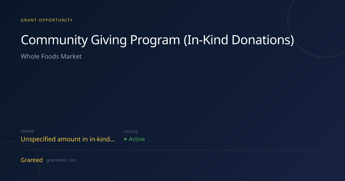 Community Giving Program (In-Kind Donations) (2026) | Granted AI