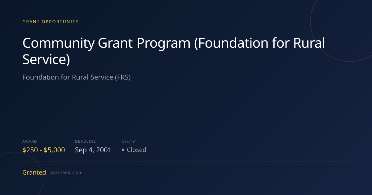 Community Grant Program (Foundation for Rural Service) (2026) | Granted AI