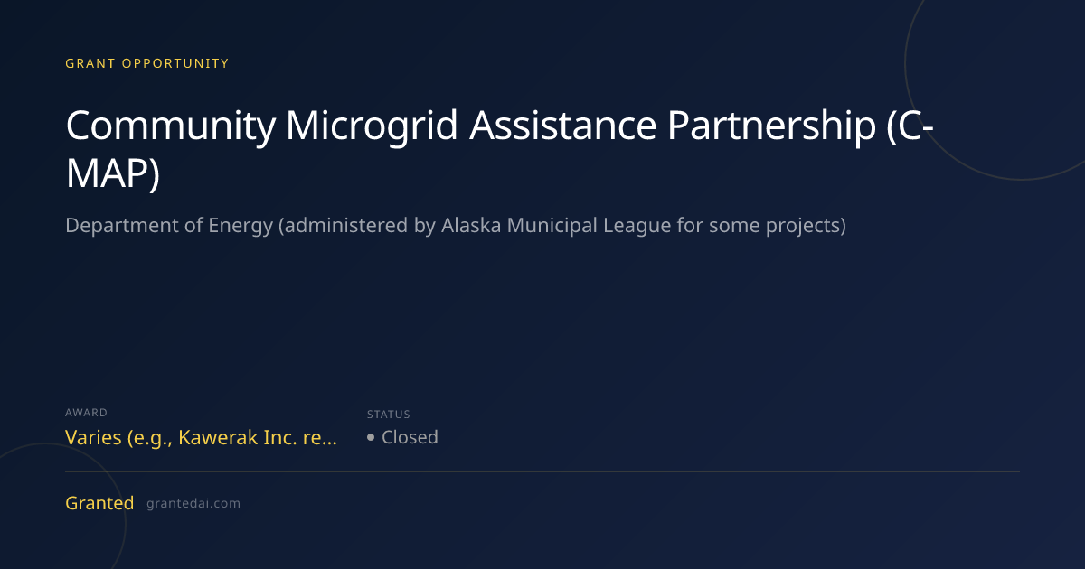 Community Microgrid Assistance Partnership (C-MAP) (2026) | Granted AI