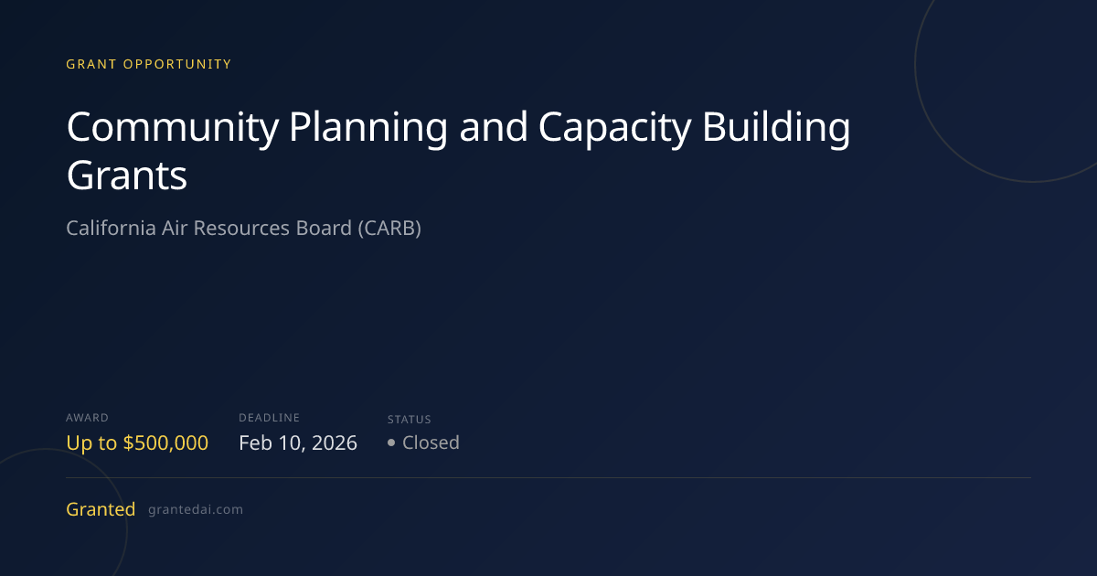 Community Planning and Capacity Building Grants (2026) | Granted AI