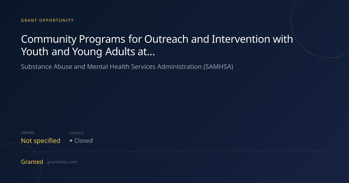 Community Programs for Outreach and Intervention with Youth and Young ...