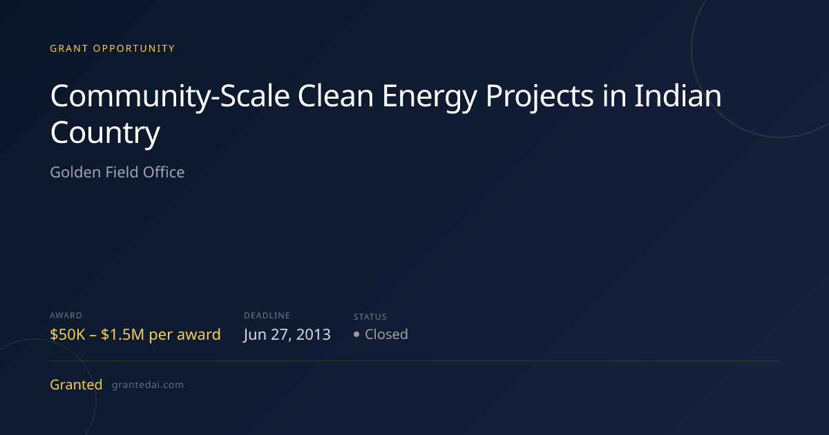 Community-Scale Clean Energy Projects in Indian Country (2013) | Granted AI