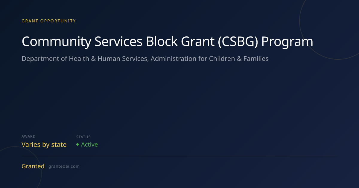 Community Services Block Grant (CSBG) Program (2026) | Granted AI