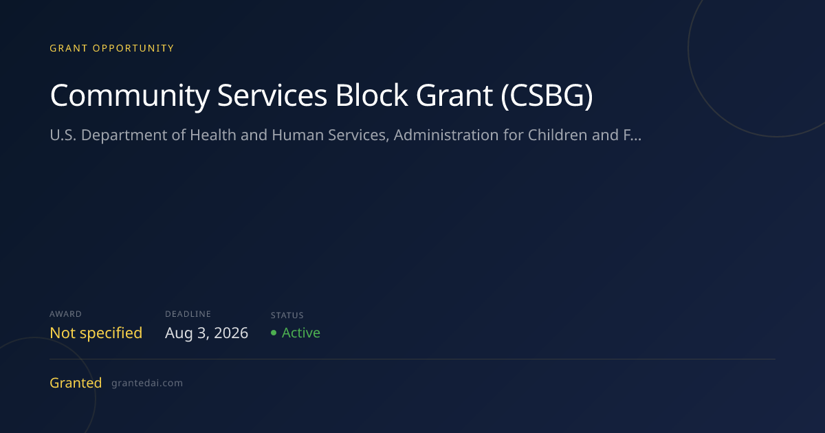 Community Services Block Grant (CSBG) (2026) | Granted AI
