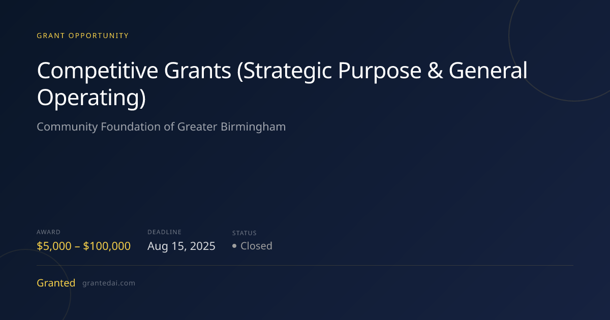 Competitive Grants (Strategic Purpose & General Operating) (2026 ...