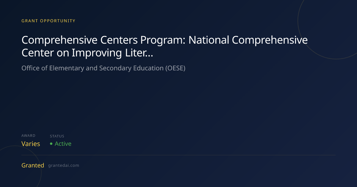 Comprehensive Centers Program: National Comprehensive Center on ...