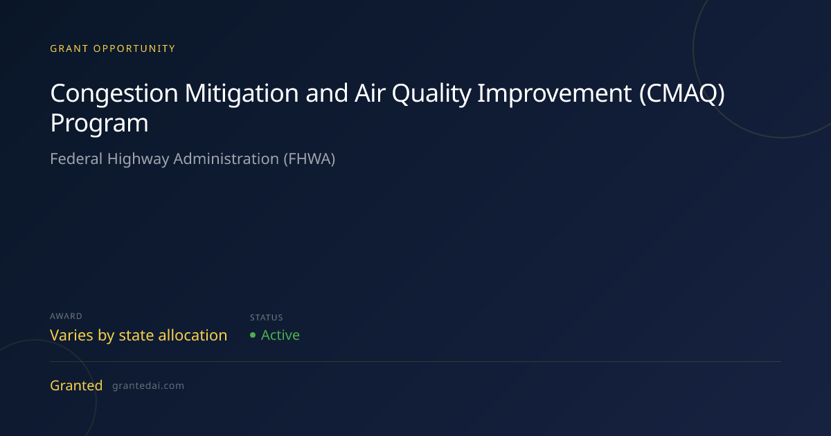 Congestion Mitigation and Air Quality Improvement (CMAQ) Program (2026 ...