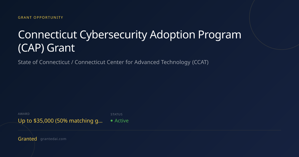 Connecticut Cybersecurity Adoption Program (CAP) Grant (2026) | Granted AI