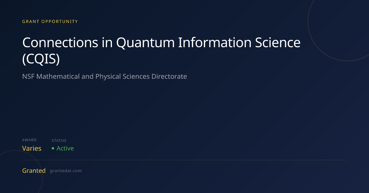Connections in Quantum Information Science (CQIS) (2026) | Granted AI